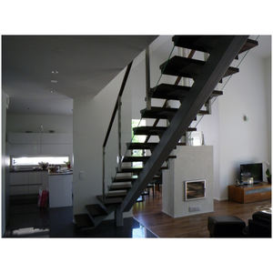 Escalera Flotante de un Solo Pilar Central con Marco de Acero y Peldaños de Madera - Proveedor Chino - Product Image 1