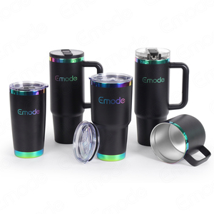 Vasos Térmicos de Acero Inoxidable <span class=keywords><strong>con</strong></span> Aislamiento al Vacío de Doble Pared, Grabados <span class=keywords><strong>con</strong></span> Prisma Negro Arcoíris, Perfectos para Actividades al Aire Libre y Camping - Product Image 1