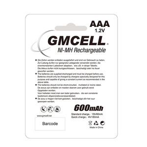 Paquete de Baterías Recargables NiMH GMCELL 1.2V AAA de 600mAh para Linterna y Electrónica de Consumo - Product Image 4