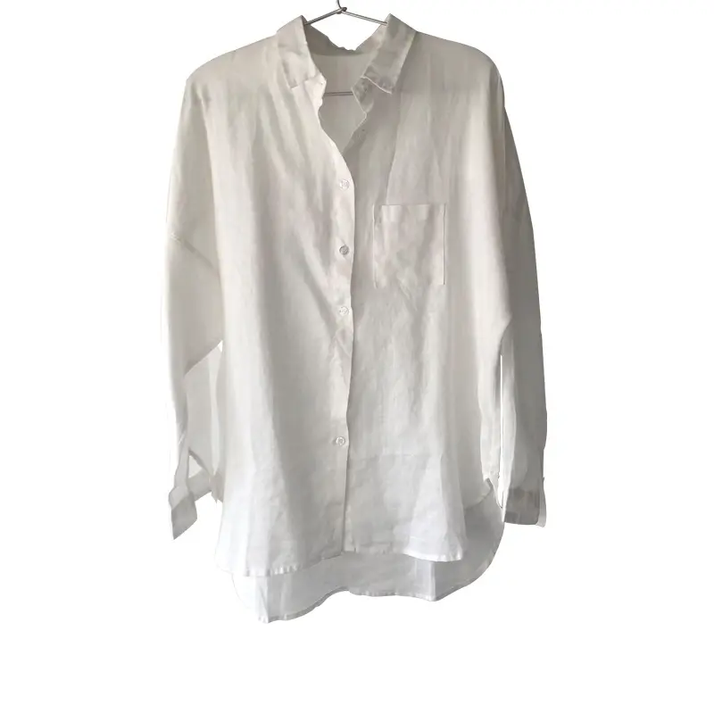 Yiwu Linnen Shirt Fabriek Vrouwen Linnen Casual Blouse Custom Design Moq 50