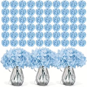 Flores Artificiales con Logotipo Personalizado, Cabeza <span class=keywords><strong>de</strong></span> Hortensia Azul <span class=keywords><strong>de</strong></span> 17 cm, Cuatro Pétalos Densos, Tallo Verde <span class=keywords><strong>de</strong></span> Seda, Decoración para el Hogar y Bodas, Reutilizables - Product Image 2