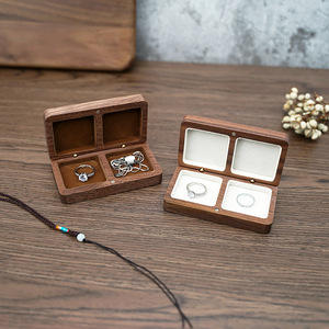 Walnuss Leeres Zubehör Schmuck Aufbewahrung sbox Massivholz Tragbare Ohrringe Ring Manschetten knöpfe Verpackungs box - Product Image 5