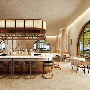 Balcão Curvo de Luxo Retrô com Estrutura de Metal Latão e Prateleiras de Madeira, Estilo Boutique de Alta Qualidade com Faixas de LED - Product Image 5