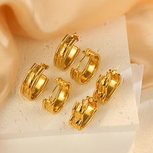 Pendientes de aro vintage Resoul PVD dorados, joyería impermeable, aretes que no se deslustran, accesorios de moda para mujer. - Product Image 1