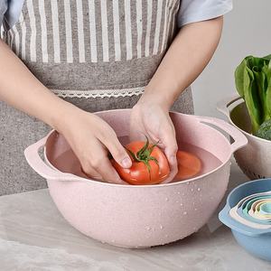 10 unids/set juego de cuencos de arcoíris de paja de trigo con asas utensilios de cocina para lavabo de frutas herramientas de drenaje para hornear - Product Image 3