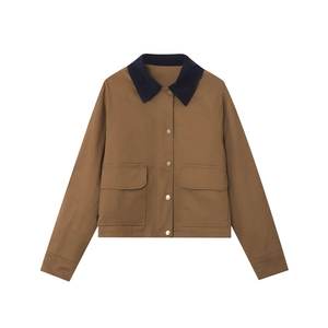 MYST & ZA vêtements pour femmes 2025 été nouveau Simple polyvalent contraste couleur revers <span class=keywords><strong>ciré</strong></span> veste ample manteau 4341776 - Product Image 1