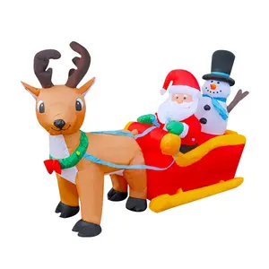7FT Waterproof Moose Pulling Cart Inflatable for Outdoor Party Christmas Yard Decoration Elegant Christmas inflatables Balloon