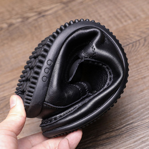 Mocassins pour hommes en cuir véritable souple, bout rond, semelle en caoutchouc, chaussures décontractées toutes saisons - Product Image 4