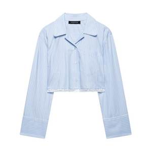 Guangzhou Auyan Wind Set Camisa corta a rayas de encaje estilo Mujer y conjunto de traje de falda medio Culottes - Product Image 1