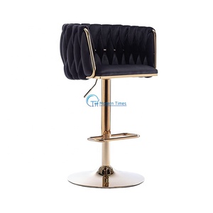 Taburete de bar moderno, silla de tejido de terciopelo giratoria, con altura ajustable de metal para cocina, cafetería o bistró - Product Image 6