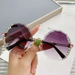 Diamond rhinestones luxury brand sunglasses women custom designer shades