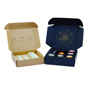 Cajas de regalo plegables corrugadas de lujo de diseño personalizado, caja de papel negro con bandeja de plástico insertable para cóctel, vino, Vodka - Product Image 6