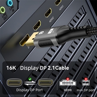 16K DP 2,1 Cable Pantalla de alta frecuencia de actualización Puerto DP Macho a macho Cable de audio y VIDEO 4K 8K 60HZ 120HZ 144HZ DP2.0 DP2.1 Cable de línea