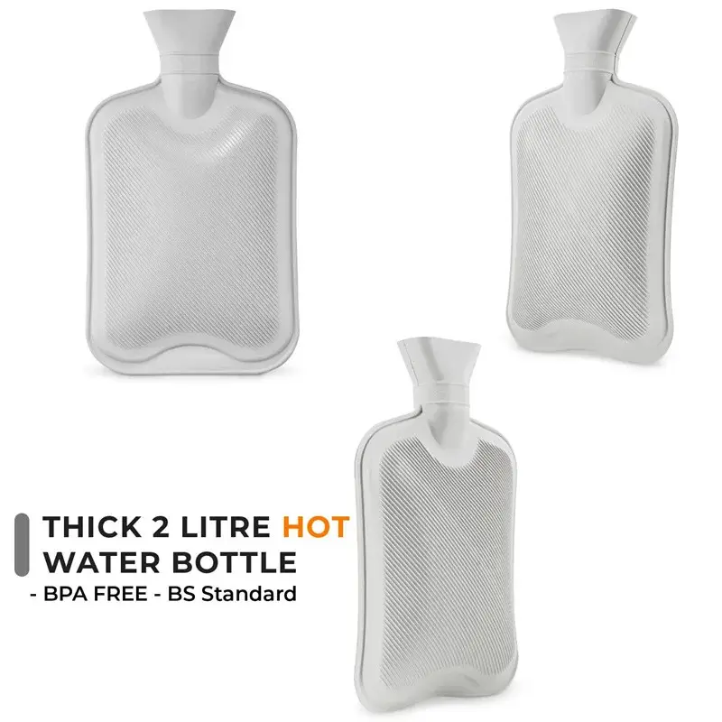 Bolsa/botella de agua caliente de goma BS con tapa de felpa gruesa, botella de agua caliente para aliviar el dolor