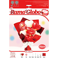 Kit de 25 ballons en latex DIY avec étoiles en aluminium, confettis, lumières LED et papier d'emballage – Décoration de fête pour anniversaire et Saint-Valentin