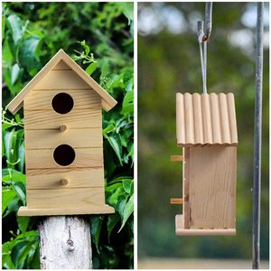 Nichoir en bois massif couleur bois naturel, avec bouton <span class=keywords><strong>de</strong></span> fixation, pour l'élevage des oiseaux, à suspendre, pour la <span class=keywords><strong>décoration</strong></span> <span class=keywords><strong>de</strong></span> <span class=keywords><strong>jardin</strong></span> - Product Image 2