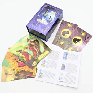 Jeu de tarot sorcière avec guide, 78 cartes holographiques sur le thème du chat et de la lune - Product Image 5