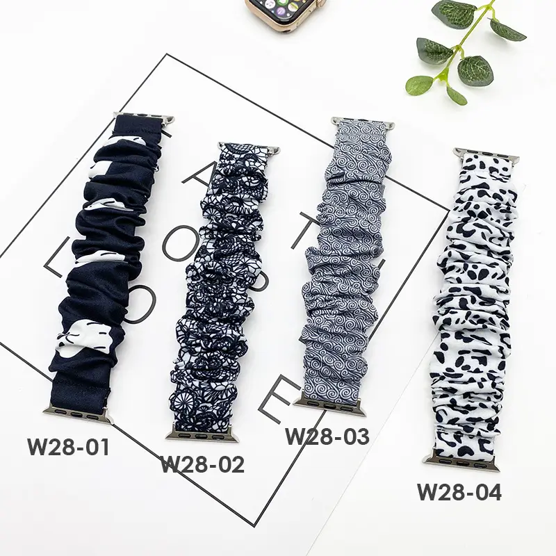 20mm 22mm Elastic Bracelet Women Sports Wristband For Apple Watch 6 5 4 3 2 1 Flower Printed Fabric Scrunchie Watch Strap