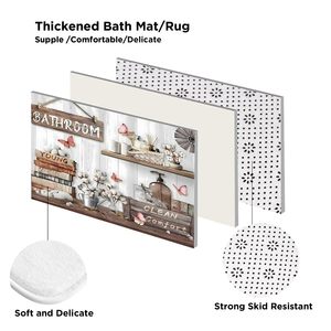 Juego de Cortinas de Baño de Poliéster Impermeables de Estilo Moderno, Juego de Decoración para Baño con Alfombras - Product Image 3