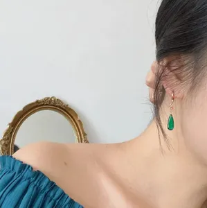 ต่างหูปราสาททองเหลืองหอน16K พร้อมพลอยโกเมนสีเขียวและสีแดงเครื่องประดับต่างหูคอสเพลย์อนิเมะเงินสเตอร์ลิง - Product Image 3