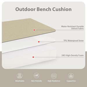 Coussin de chaise en rotin extra long et épais, sur mesure, pour extérieur, rectangulaire, en éponge, imperméable, en mousse, pour banc de patio, canapé simple - Product Image 5