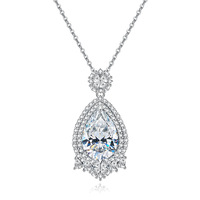 Pendentif goutte d'eau en moissanite de 6 carats de forme spéciale, en argent sterling S925 plaqué rhodium, incrusté d'une chaîne croisée de 10x14 mm