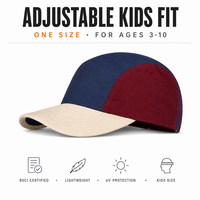 Casquette de camping pour enfants, 5 panneaux, blocs de couleur, chapeau de randonnée, chapeau de soleil réglable pour tout-petits garçons et filles, logo personnalisé, vente en gros OEM