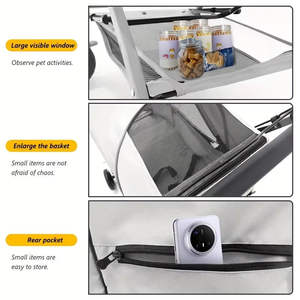 Chariot de voyage pour animaux de compagnie à 4 roues, poussette pour <span class=keywords><strong>chien</strong></span> avec porte-gobelet et <span class=keywords><strong>panier</strong></span> de rangement, poussette pour animaux de compagnie pour chats et chiens de taille moyenne - Product Image 4