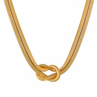 Collier chaîne serpent double couche plaqué or 18 carats, style classique et tendance, bijoux de mode en gros