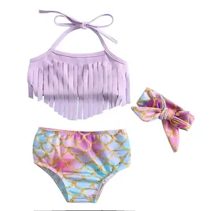 키즈 수영복 소녀 비치웨어 여름 새로운 수영장 파티 원피스 비키니 두 조각 소량으로 사용자 정의 도매