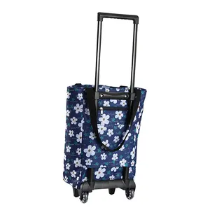 DEQI Wholesale Shopping Bag Trolley Shopping Cart with Wheels Large Reusable Grocery Bag Custom