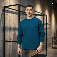 Sweat-shirt à col rond pour homme, couleur unie, manches raglan, coupe classique, tricot en coton, vêtement décontracté pour l'automne