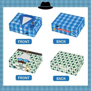 Boîtes cadeaux pour fête de la fête des pères, 12 pièces, motif cravate et barbe, fenêtre transparente, double face, boîtes cadeaux pour friandises de la fête des pères - Product Image 3