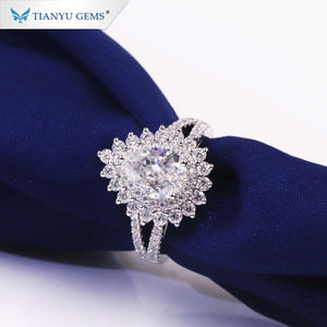 Tianyu宝石高級指輪洋ナシ形モアッサナイトダイヤモンドホワイトゴールドリングパーティー用 - Product Image 2