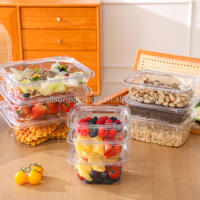 WALLSON Contenant à charnière transparent en PET de 35 oz, inviolable, recyclable, rectangulaire, jetable, pour l'emballage alimentaire agricole |
