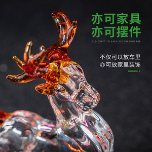 Ornement Cerf en Cristal Décoration Voiture Maison Cadeau Style Européen Motif Animal Forme Libre Cristal Blanc - Product Image 4