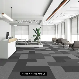 50*50 CMPP Asphalt Backing Office Commercial Carpet Modern Asphalt Backing Removable Square Tiles Commercial Carpet