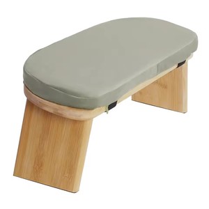 Portable Folding Yoga and <strong>Meditation</strong> Bench Small Bamboo Kneeling <strong>Stool</strong> with Extra Thick Comfortable Cushion - Product Image 1