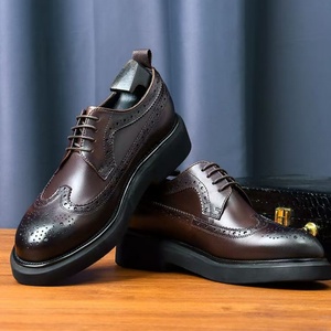 Zapatos de Plataforma con Cordones de Cuero Vacuno Hechos a Mano para Hombre, de Alta Gama, Elegantes y Lujosos para Invierno, con Banda Elástica y Suela de Goma - Product Image 6