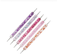 Stylo à double pointe en acrylique pour nail art, 5 pièces par lot, stylo à points