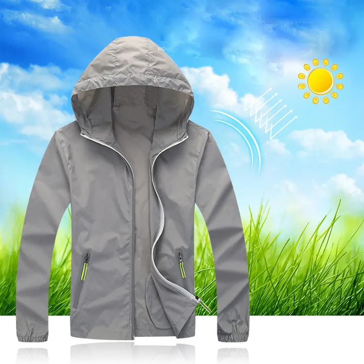 Ultra Dunne Zonbescherming Vrouwen Mannen Hoodie Jas Outdoor Jassen Met Reflecterende Rits Voor Outdoor, Kamperen, Fietsen