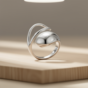 Amy Amy Fashion <b>Ring</b> A0043 Women's Rhodium Plated Stainless Steel Geometric <b>Cocktail</b> <b>Ring</b> Modern Daily Gift Jewelry - Product Image 2