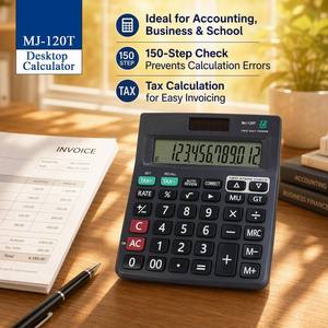 <span class=keywords><strong>Calculadora</strong></span> Básica MJ-120T, Pantalla Grande <span class=keywords><strong>de</strong></span> 12 Dígitos, Doble Alimentación, 100 Pasos, Verificación y Corrección, Porcentaje <span class=keywords><strong>de</strong></span> Impuestos, Raíz Cuadrada, Oficina - Product Image 1
