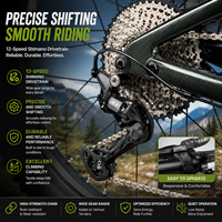 Bicicleta Eléctrica de Montaña de Fibra de Carbono con Motor Central de 36V 250W, Suspensión Completa, 12 Velocidades, Horquilla RockShox, Freno de Disco Hidráulico, OEM EMTB