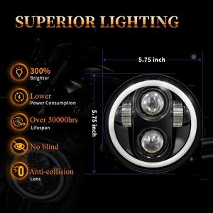 Morsun ไฟหน้า LED สำหรับ Triumph <span class=keywords><strong>Roadster</strong></span> 5.75 ", ไฟหน้า LED DRL Angel Eyes for <span class=keywords><strong>Harley</strong></span> Road King Glide 5-3/4 - Product Image 4