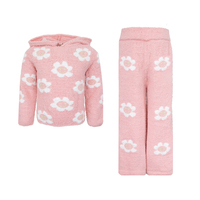 Ensembles de vêtements pour enfants, imprimé floral Sweet Daisy, pull à capuche, pantalon large, vêtements de détente, pyjama, ensemble de vêtements d'été pour enfants