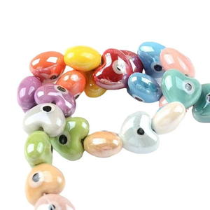 Cuentas <span class=keywords><strong>de</strong></span> Cerámica con Forma <span class=keywords><strong>de</strong></span> Corazón y Ojos Turcos en Ambos Lados para Hacer Pulseras, Collares, Colgantes y Accesorios <span class=keywords><strong>de</strong></span> Joyería, Cuentas <span class=keywords><strong>de</strong></span> Porcelana - Product Image 3
