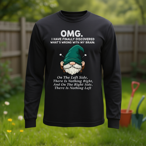 T-shirt à manches longues Gnome, design drôle avec blague sur le cerveau, taille adulte unisexe - Product Image 3