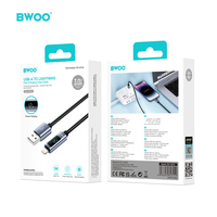 BWOO kabel pengisi daya Usb daya ponsel, tampilan sinkron nilon untuk iphone 14 13 12 11 Pro Xs Max Xr X 8 Plus