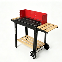 Chariot de barbecue portable d'extérieur avec grandes roues tout-terrain et poignée ergonomique pour le camping en famille et les pique-niques en parc